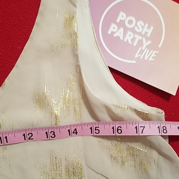 MIMI CHICA Gold shimmer streaked sleeveless top Small flowy - Picture 4 of 7